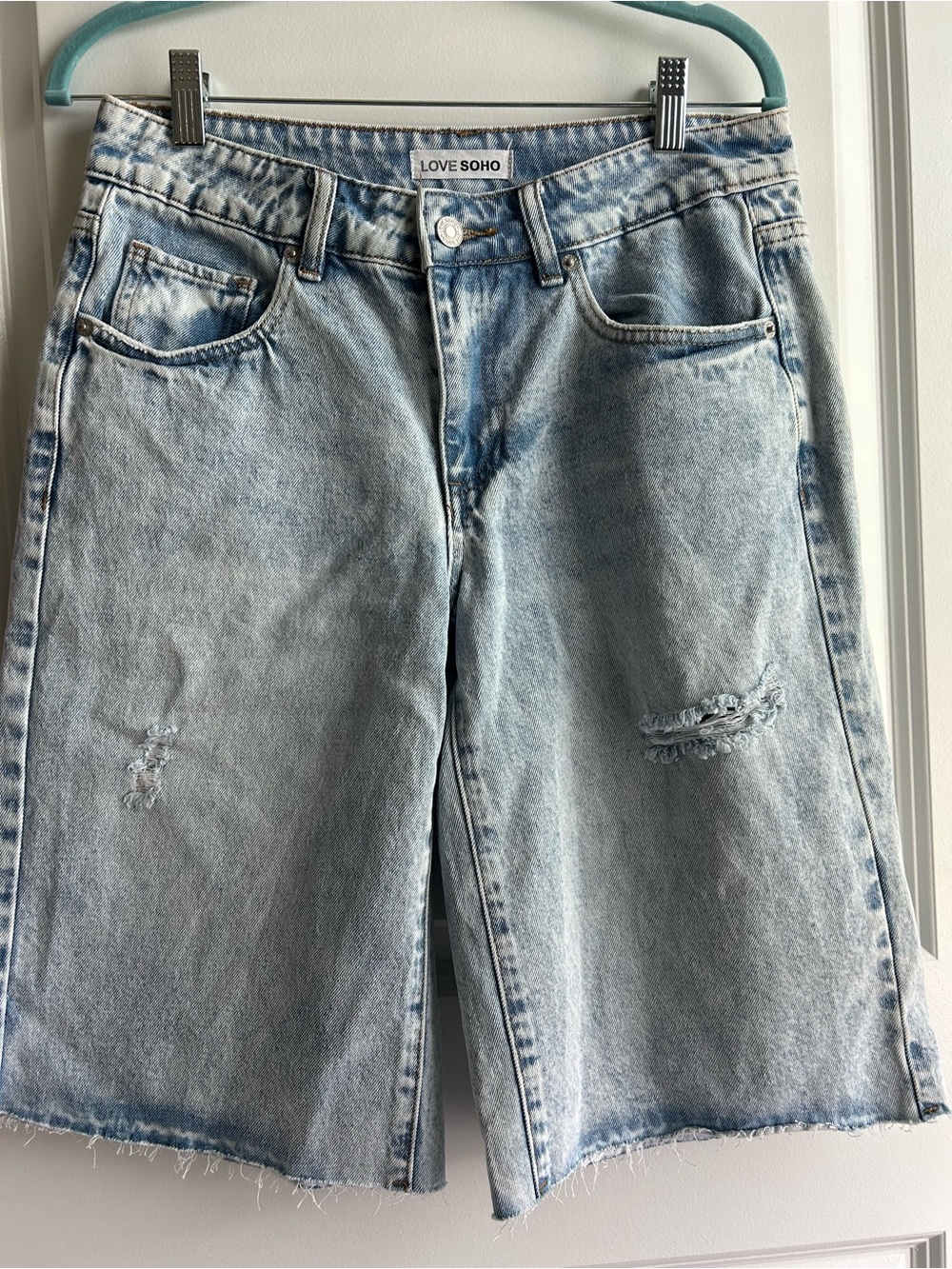 Women's Light Blue Denim Bermudas